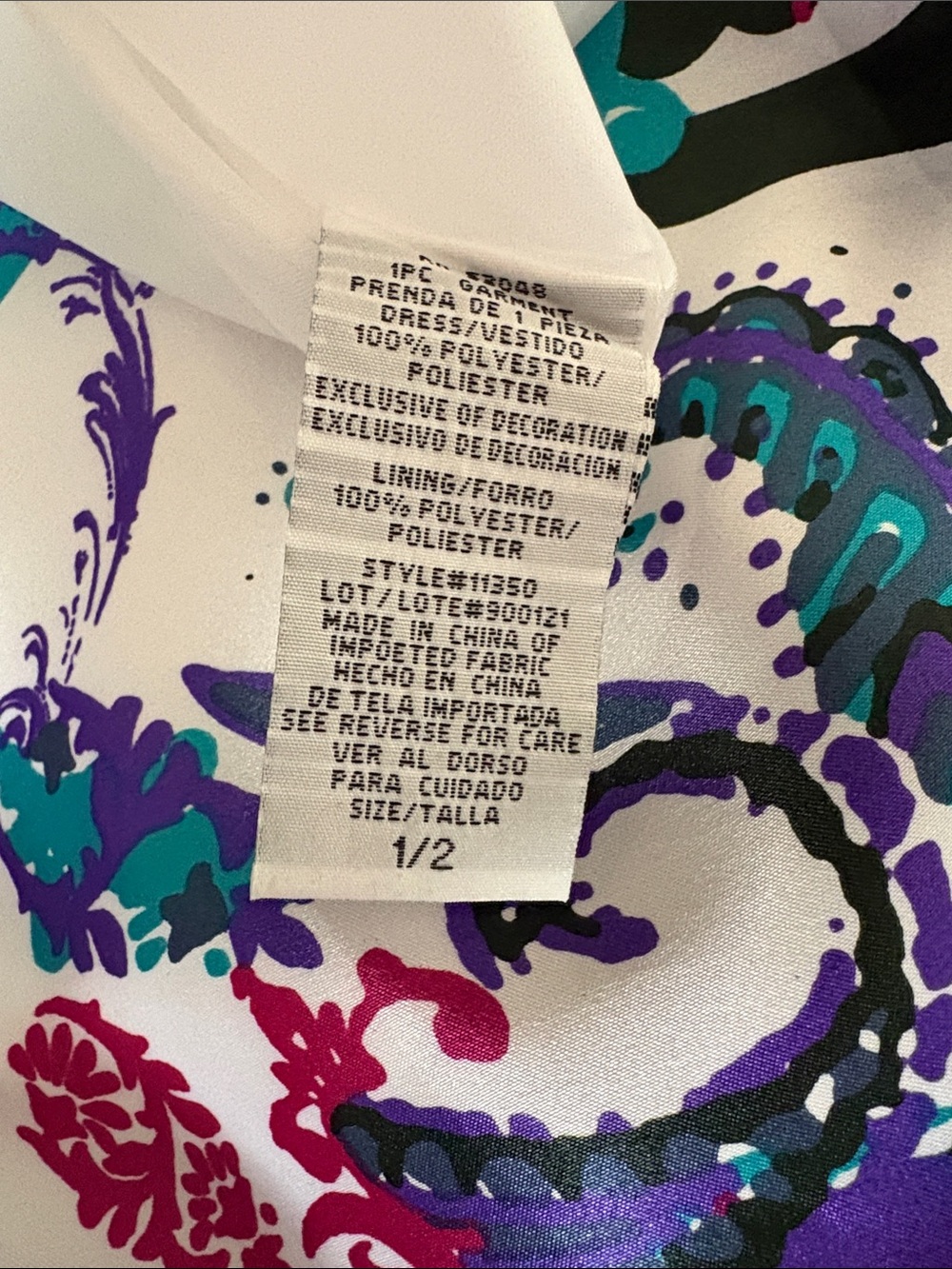 Morgan & Co. White Maxi Dress with Fuchsia, Teal & Navy Print - Size 1-2 - Picture 3 of 8